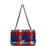 Chanel Mini Classic Rectangular Flap Bag Red, White, Blue Tweed Boucle Gold Hardware - Thumbnail View 7