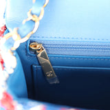 Chanel Mini Classic Rectangular Flap Bag Red, White, Blue Tweed Boucle Gold Hardware - Thumbnail View 10
