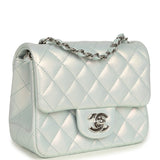 Chanel Mini Classic Square Flap Bag Light Blue Iridescent Calfskin Silver Hardware - Thumbnail View 2