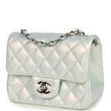 Chanel Mini Classic Square Flap Bag Light Blue Iridescent Calfskin Silver Hardware - Thumbnail View 5