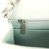 Chanel Mini Classic Square Flap Bag Light Blue Iridescent Calfskin Silver Hardware - Thumbnail View 10