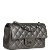 Chanel Mini Classic Rectangular Flap Bag Dark Silver Lambskin Ruthenium Hardware - Thumbnail View 2