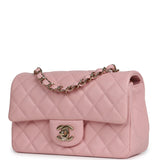 Chanel Mini Classic Rectangular Flap Bag Light Pink Lambskin Light Gold Hardware - Thumbnail View 5