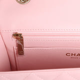 Chanel Mini Classic Rectangular Flap Bag Light Pink Lambskin Light Gold Hardware - Thumbnail View 9