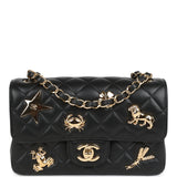 Chanel Mini Classic "Charms" Rectangular Flap Bag Black Lambskin Gold Hardware - Thumbnail View 1