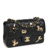 Chanel Mini Classic "Charms" Rectangular Flap Bag Black Lambskin Gold Hardware - Thumbnail View 2