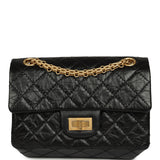 Pre-owned Chanel Mini Reissue 224 2.55 Flap Bag Black Crumpled Aged Calfskin Antique Gold Hardware - Thumbnail View 1