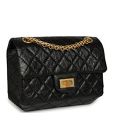 Pre-owned Chanel Mini Reissue 224 2.55 Flap Bag Black Crumpled Aged Calfskin Antique Gold Hardware - Thumbnail View 2