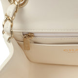Chanel Monacoco Mini Square Flap Bag White Lambskin Light Gold Hardware - Thumbnail View 11