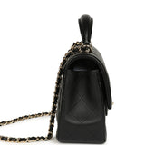 Chanel Mini Classic Rectangular Top Handle Flap Bag Black Lambskin Light Gold Hardware - Thumbnail View 3