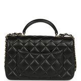 Chanel Mini Classic Rectangular Top Handle Flap Bag Black Lambskin Light Gold Hardware - Thumbnail View 4