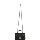 Chanel Mini Classic Rectangular Top Handle Flap Bag Black Lambskin Light Gold Hardware - Thumbnail View 7