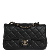 Chanel Mini Classic Rectangular Flap Bag Black Lambskin Light Gold Hardware - Thumbnail View 1