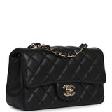 Chanel Mini Classic Rectangular Flap Bag Black Lambskin Light Gold Hardware - Thumbnail View 2