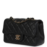 Chanel Mini Classic Rectangular Flap Bag Black Lambskin Light Gold Hardware - Thumbnail View 5