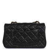 Chanel Mini Classic Rectangular Flap Bag Black Lambskin Light Gold Hardware - Thumbnail View 4