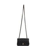 Chanel Mini Classic Rectangular Flap Bag Black Lambskin Light Gold Hardware - Thumbnail View 7