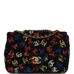Pre-owned Chanel Mini Rectangular Flap Bag Black, Multi Sequin Gold Hardware