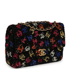 Pre-owned Chanel Mini Rectangular Flap Bag Black, Multi Sequin Gold Hardware