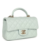 Chanel Mini Classic Rectangular Top Handle Flap Bag Light Blue Lambskin Light Gold Hardware - Thumbnail View 2