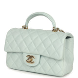 Chanel Mini Classic Rectangular Top Handle Flap Bag Light Blue Lambskin Light Gold Hardware - Thumbnail View 5
