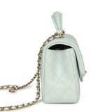Chanel Mini Classic Rectangular Top Handle Flap Bag Light Blue Lambskin Light Gold Hardware - Thumbnail View 3