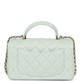 Chanel Mini Classic Rectangular Top Handle Flap Bag Light Blue Lambskin Light Gold Hardware - Thumbnail View 4