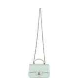 Chanel Mini Classic Rectangular Top Handle Flap Bag Light Blue Lambskin Light Gold Hardware - Thumbnail View 7