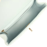 Chanel Mini Classic Rectangular Top Handle Flap Bag Light Blue Lambskin Light Gold Hardware - Thumbnail View 8