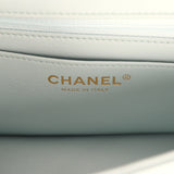 Chanel Mini Classic Rectangular Top Handle Flap Bag Light Blue Lambskin Light Gold Hardware - Thumbnail View 9