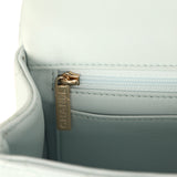 Chanel Mini Classic Rectangular Top Handle Flap Bag Light Blue Lambskin Light Gold Hardware - Thumbnail View 10