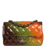 Pre-owned Chanel Mini Paris-Dakar "Sunset Rectangular Flap Bag Brown, Green, Orange Patent Light Gold Hardware - Thumbnail View 1