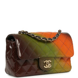 Pre-owned Chanel Mini Paris-Dakar "Sunset Rectangular Flap Bag Brown, Green, Orange Patent Light Gold Hardware - Thumbnail View 2