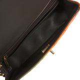 Pre-owned Chanel Mini Paris-Dakar "Sunset Rectangular Flap Bag Brown, Green, Orange Patent Light Gold Hardware - Thumbnail View 10