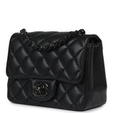 Pre-owned Chanel Mini Classic Square Flap Bag So Black Lambskin Black Hardware - Thumbnail View 6