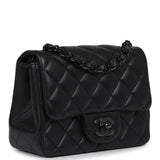Pre-owned Chanel Mini Classic Square Flap Bag So Black Lambskin Black Hardware - Thumbnail View 3