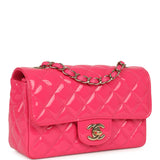 Pre-owned Chanel Mini Classic Rectangular Flap Bag Hot Pink Patent Gold Hardware - Thumbnail View 2