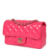 Pre-owned Chanel Mini Classic Rectangular Flap Bag Hot Pink Patent Gold Hardware - Thumbnail View 5