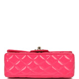 Pre-owned Chanel Mini Classic Rectangular Flap Bag Hot Pink Patent Gold Hardware - Thumbnail View 6