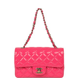 Pre-owned Chanel Mini Classic Rectangular Flap Bag Hot Pink Patent Gold Hardware - Thumbnail View 7