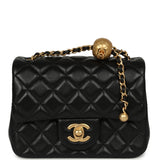 Chanel Mini Square Pearl Crush Flap Bag Black Lambskin Antique Gold Hardware - Thumbnail View 1