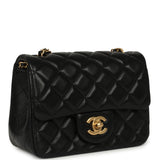 Chanel Mini Square Pearl Crush Flap Bag Black Lambskin Antique Gold Hardware - Thumbnail View 2