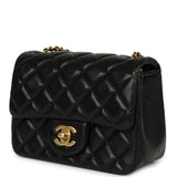 Chanel Mini Square Pearl Crush Flap Bag Black Lambskin Antique Gold Hardware - Thumbnail View 5