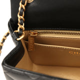 Chanel Mini Square Pearl Crush Flap Bag Black Lambskin Antique Gold Hardware - Thumbnail View 11