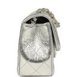 Chanel Mini Classic Rectangular Flap Bag Silver Metallic Crumpled Calfskin Light Gold Hardware - Thumbnail View 3