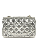 Chanel Mini Classic Rectangular Flap Bag Silver Metallic Crumpled Calfskin Light Gold Hardware - Thumbnail View 4