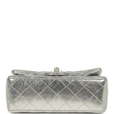Chanel Mini Classic Rectangular Flap Bag Silver Metallic Crumpled Calfskin Light Gold Hardware - Thumbnail View 6