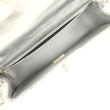 Chanel Mini Classic Rectangular Flap Bag Silver Metallic Crumpled Calfskin Light Gold Hardware - Thumbnail View 8