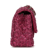 Chanel Mini Rectangular Flap Bag Dark Pink Metallic Tweed Bouclé Brushed Silver Hardware - Thumbnail View 3