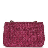 Chanel Mini Rectangular Flap Bag Dark Pink Metallic Tweed Bouclé Brushed Silver Hardware - Thumbnail View 4
